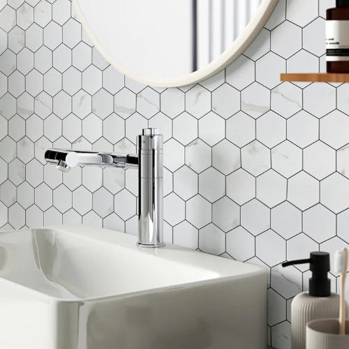 Heksagon Mermer-Bijeli