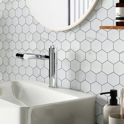 Heksagon Mermer-Bijeli