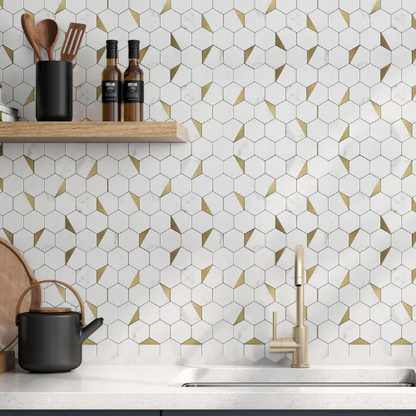 Heksagon Bijelo-Zlatni