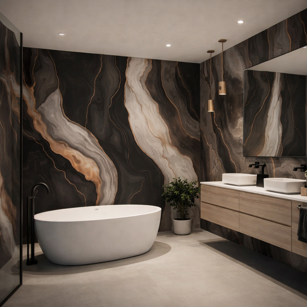 PVC Panel Luksuzni Crni Mermer 122cmx280cm