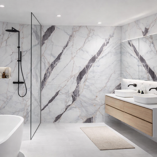 PVC Panel Luksuzni Mermer Bijeli i Crni 122cmx280cm